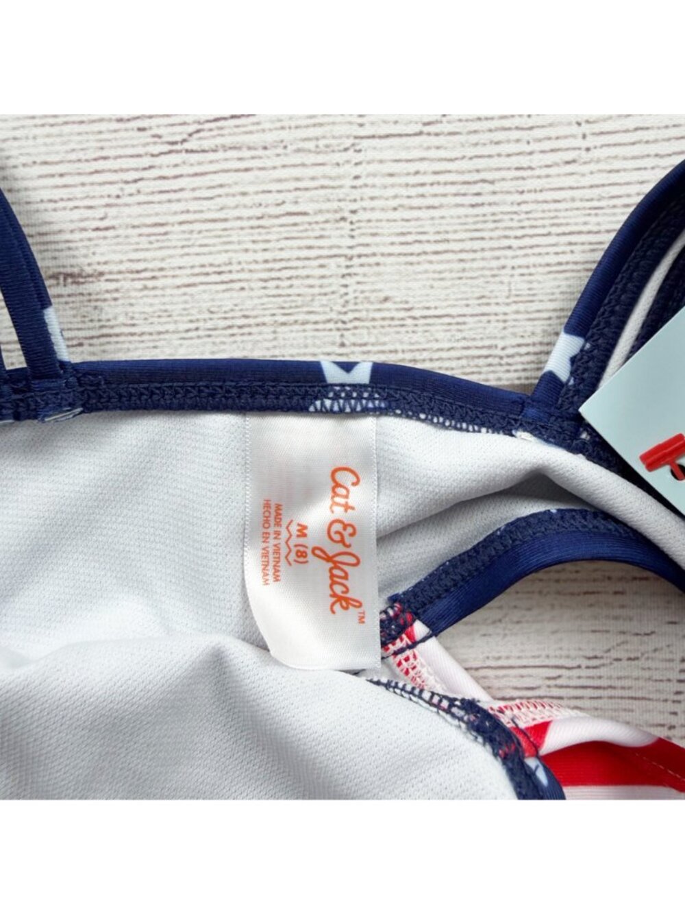 Cat & Jack Girls One Piece Swimsuit Stars Stripes Red White Blue Cutout NWT M 8 - Picture 2 of 3